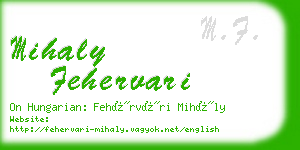 mihaly fehervari business card